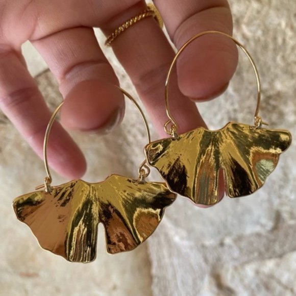 Anthropologie Golden Leaf Earrings - Picture 6 of 7